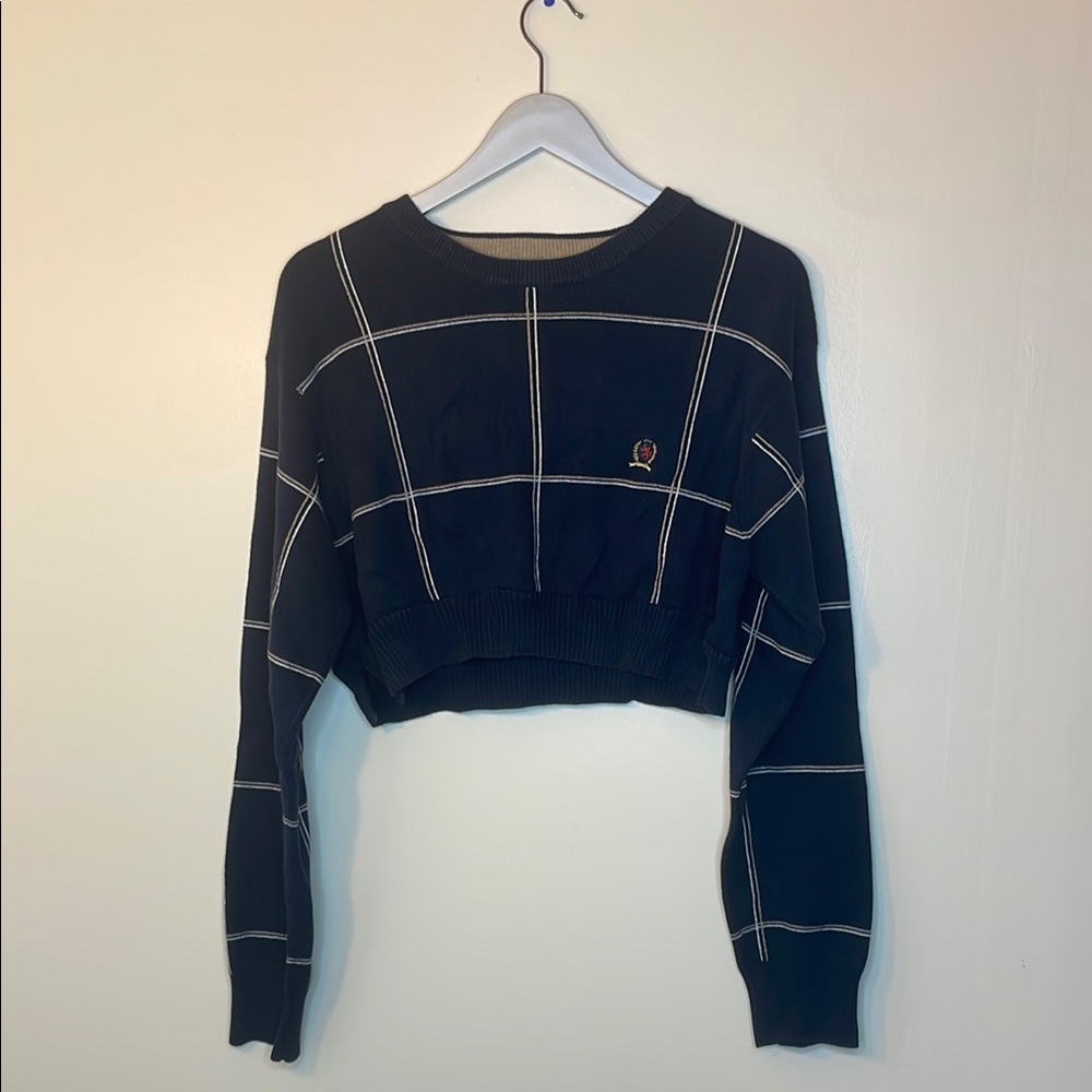 Blue Long Sleeve Boxy Crop Sweatshirt